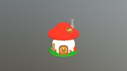 Mushroom House mushroom, garden, low, poly, house