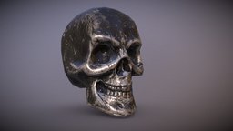 Metal Skull cranium, metal, head, skelet, skull, scluptgl