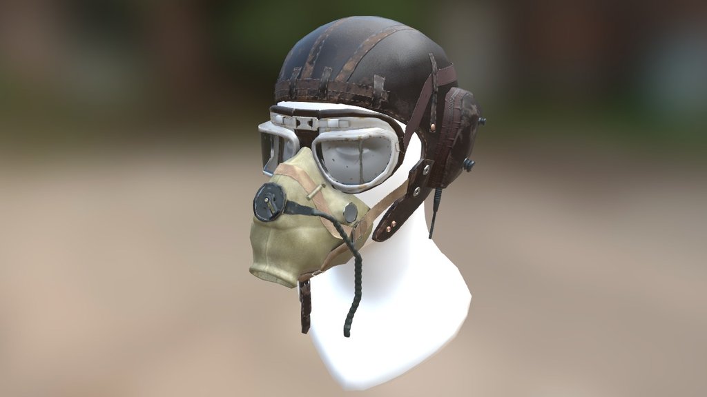 PBR Old leather pilot helmet - 3D model by tigovanroy 3d model
