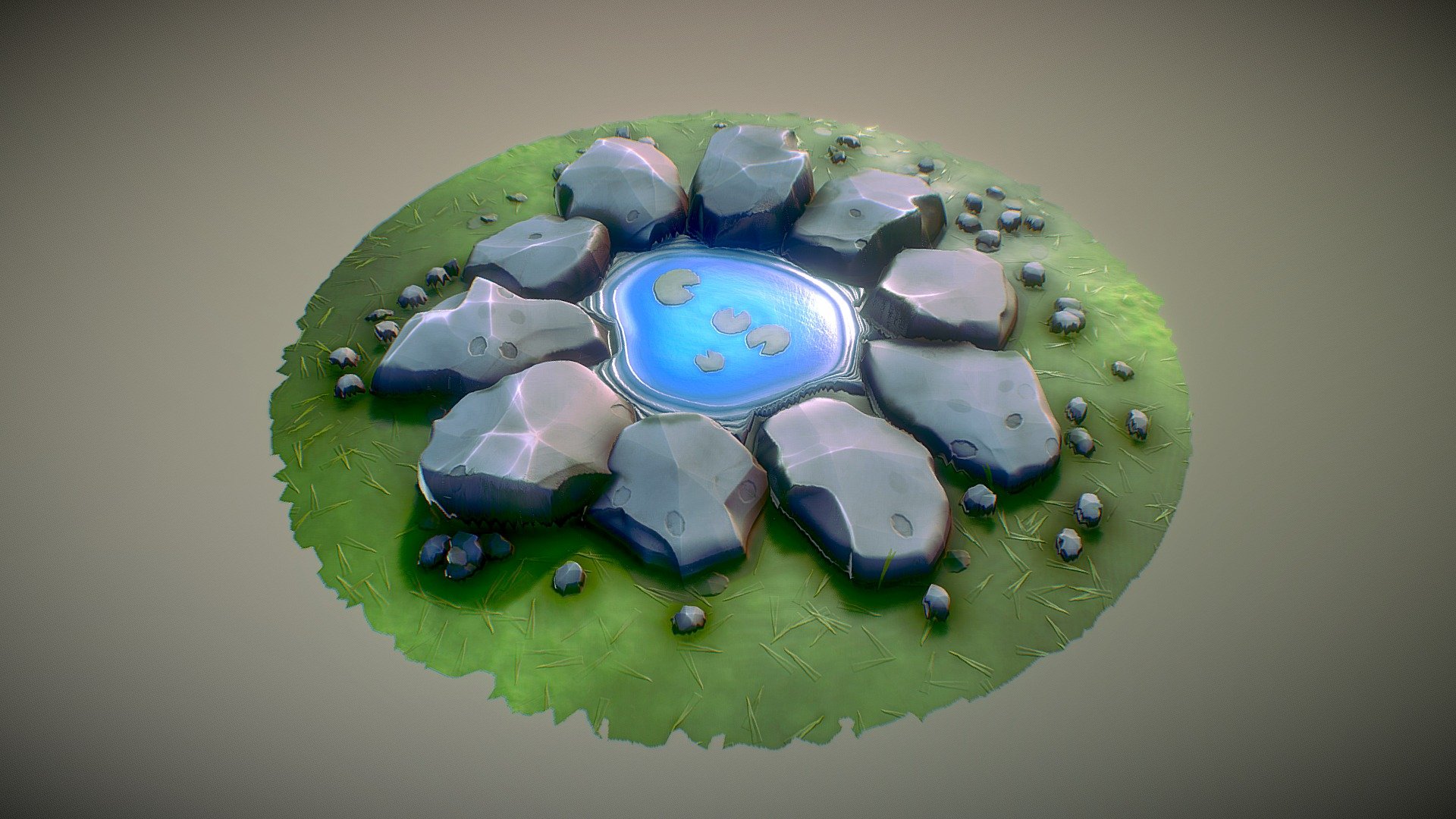100% procedural substance made with substance Designer, i tried to achieve a stylized look, hope you like it! - Stylized Rocky Fountain 2 - Buy Royalty Free 3D model by FabioNuzzo90 3d model
