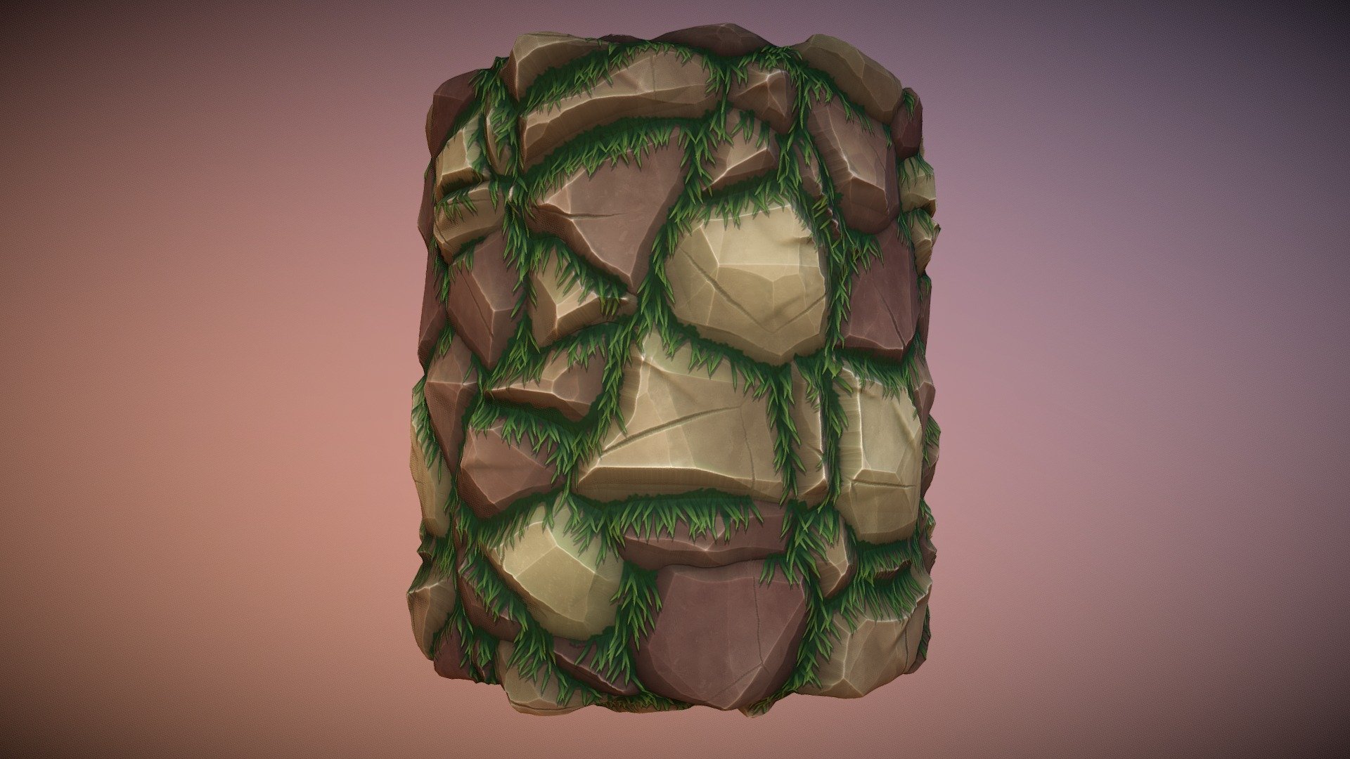 100 % procedural. made with substance designer - Stylized rock with grass - 3D model by FunkFz 3d model