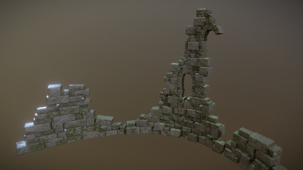 A real old broken wall, part of a wider scene 3d model