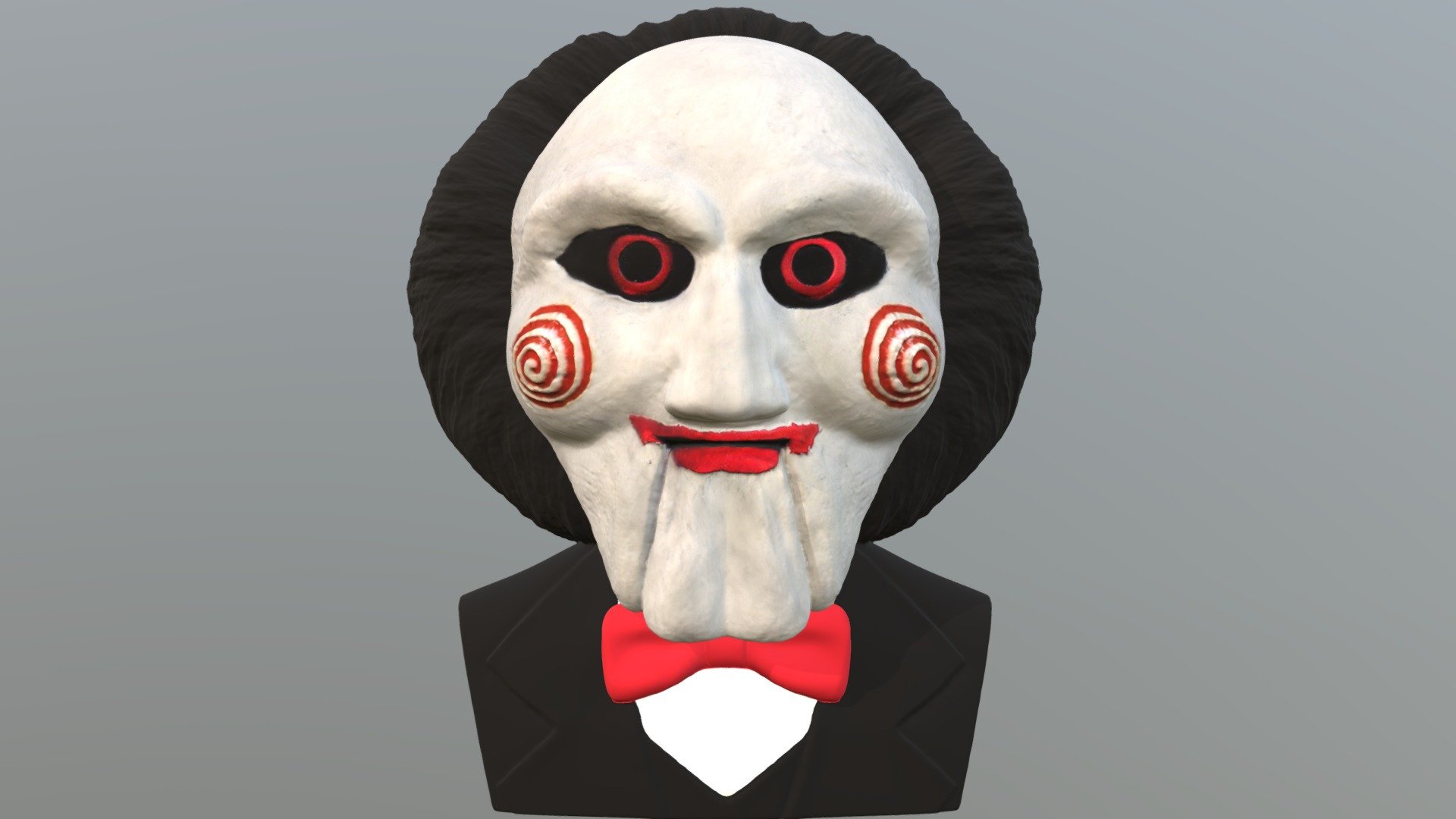 Here is Billy the Puppet from Saw movie bust 3D model ready for full color 3D printing. The model current size is 5 cm height, but you are free to scale it. Zip file contains obj with texture in png. The model was created in ZBrush, Mudbox and Photoshop.

If you have any questions please don’t hesitate to contact me. I will respond you ASAP. I encourage you to check my other celebrity 3D models 3d model