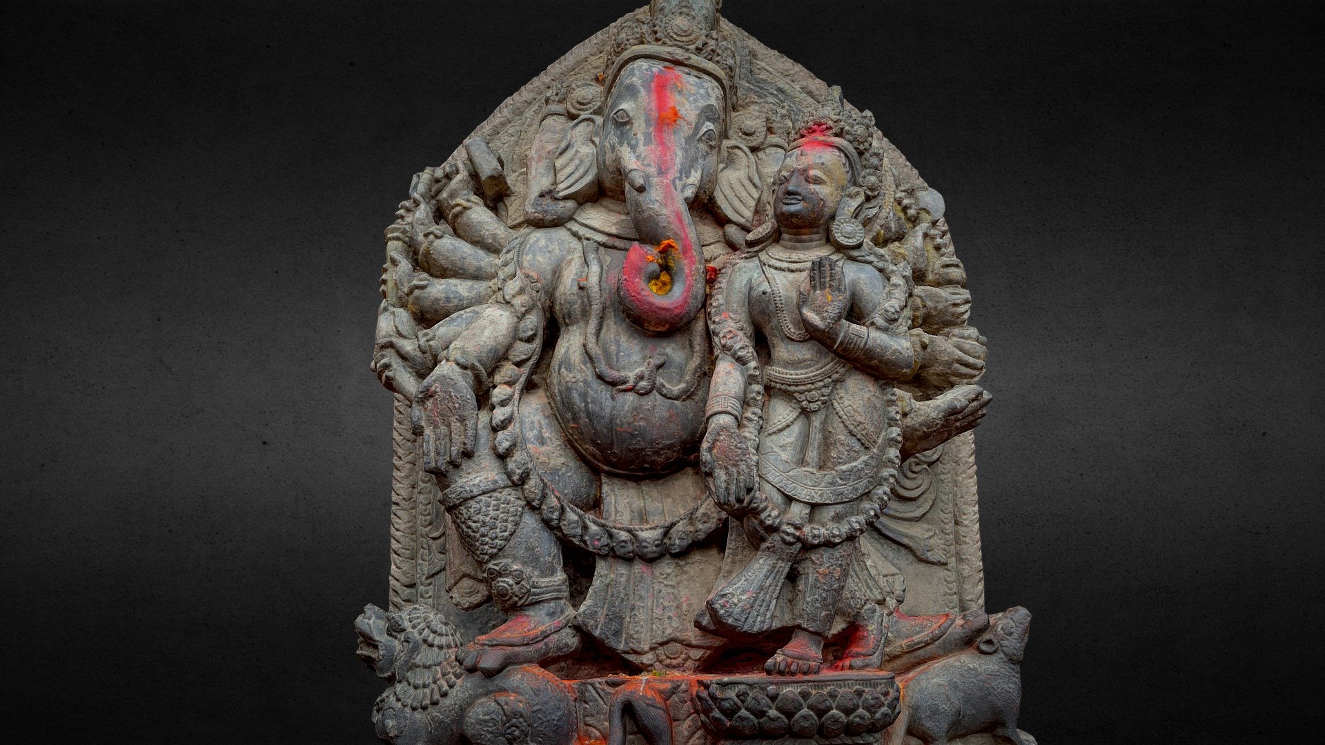 Model created with reality capture.




LOD0 is 35k tris and 8k textures diffuse/normal

LOD1 is 10k tris and 4k textures diffuse/normal

LOD2 is 2500 tris and 2k textures diffuse/normal

4k render of LOD2 (left) and LOD1 (right) :

 - Ganesh w/ 3 LOD - Nepal Heritage - Buy Royalty Free 3D model by 3Dystopia (@Dystopia) 3d model