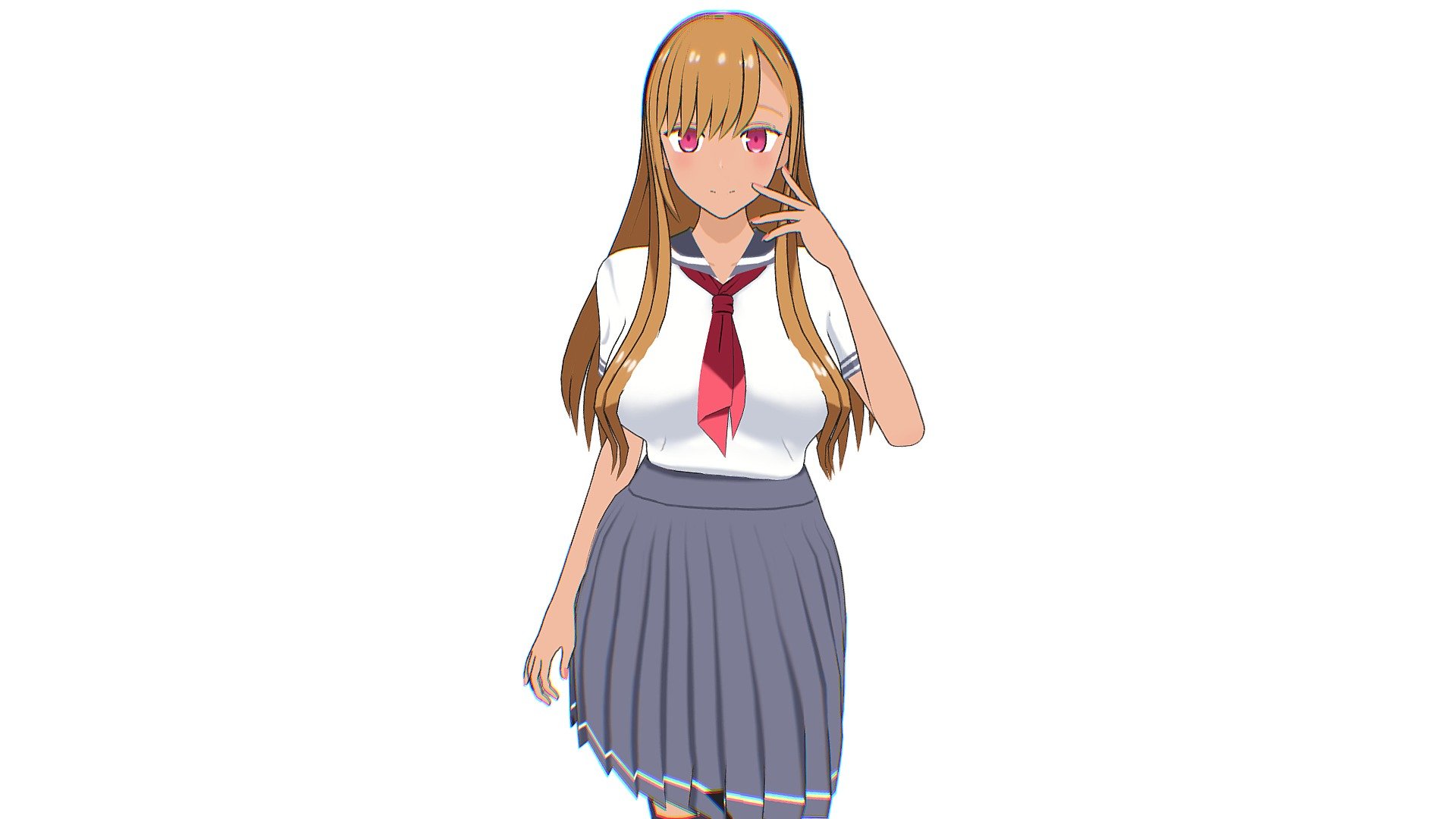 &ldquo;Confident anime schoolgirl, wearing a stylish school uniform and a determined look.
