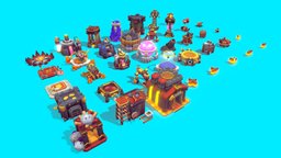 Clash of Clans toon, bomb, pack, cannon, clashofclans, townhall, mortar, stylize, clashofclan, goldmine, wizardtower, asset, blender, gold, giantbomb, archertower, townhall10, noai