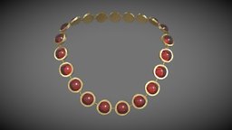 Female Medieval Gold Necklace medieval, girls, accessories, coins, realistic, real, womens, elegant, necklace, regal, wear, gemstone, pbr, low, poly, stone, female, fantasy, black, gold, royal