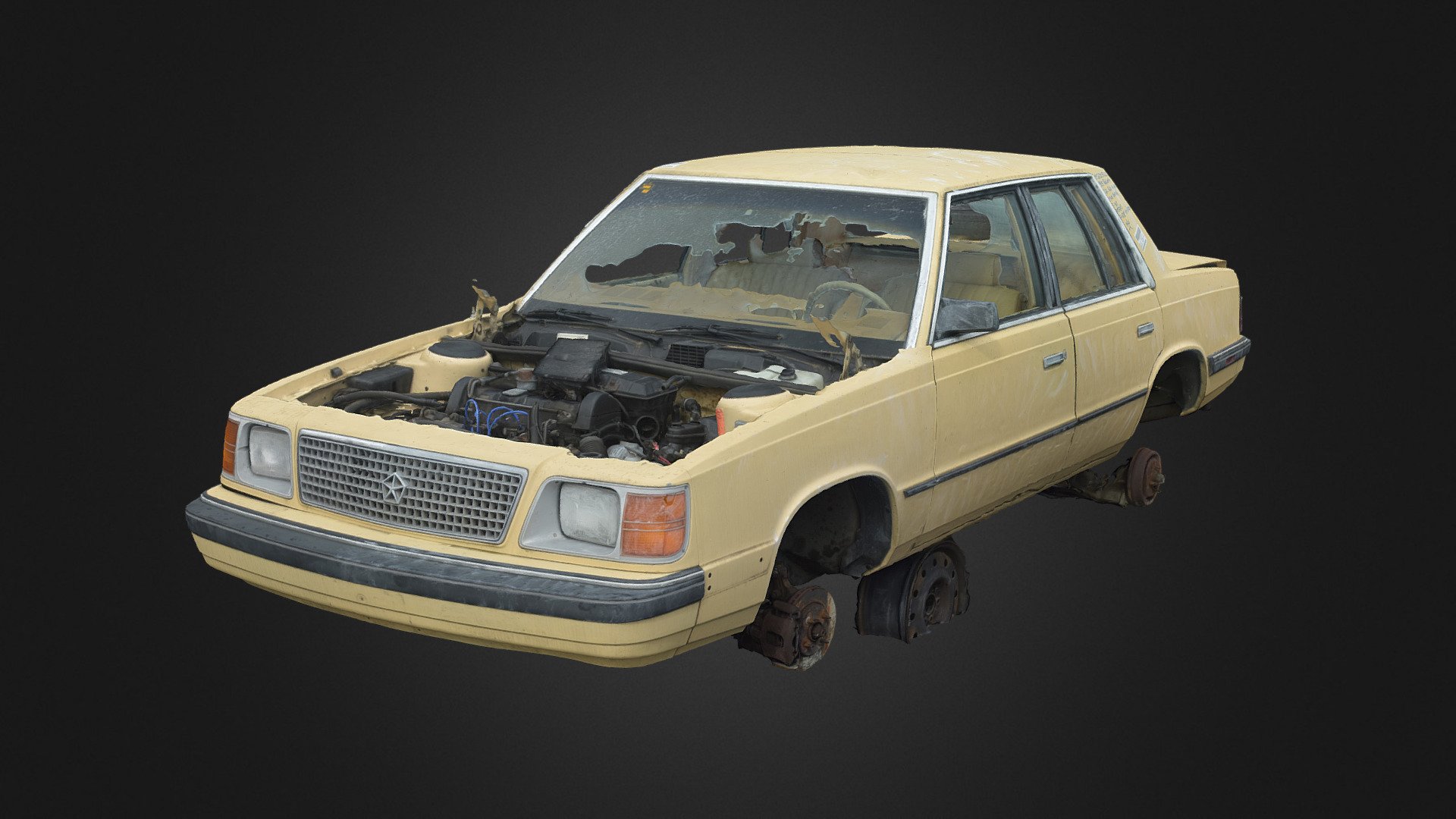 High-accuracy photoscan Intended for use as modeling reference.

Photos taken with my Nikon D3400 and polarizing filter

Created in RealityCapture from 1194 images - 1985-1989 Reliant 4-door [Scan] - 3D model by Rush_Freak 3d model
