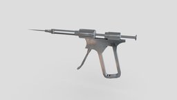Injection Gun instrument, pump, doctor, injection, laboratory, equipment, injector, virus, hospital, science, medicine, squirt, medic, health, drug, needle, syringe, fever, disease, bacteria, vaccine, hypodermic, physician, illness, vaccination, lowpoly, medical, human, gameready, anesthetic
