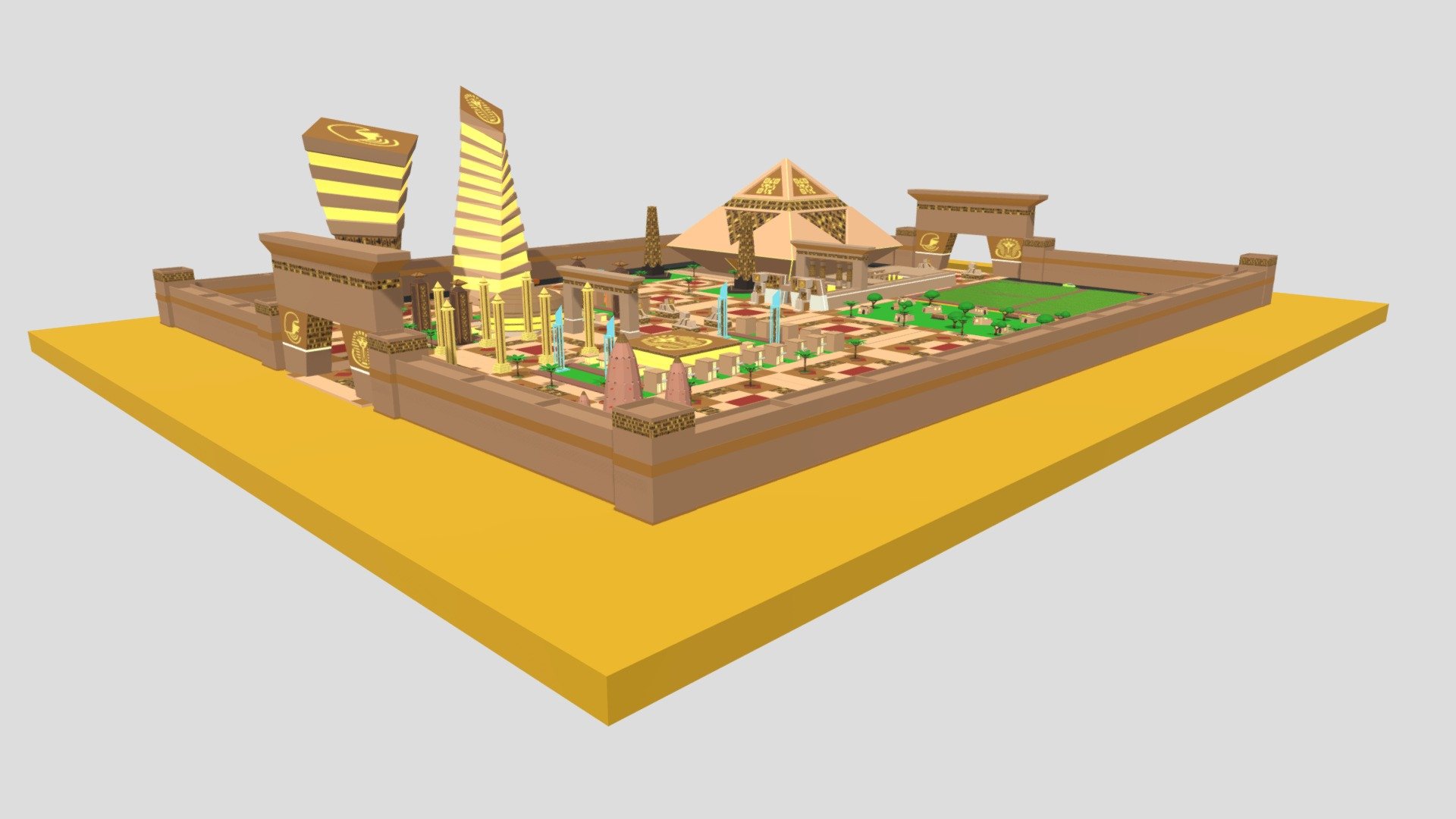 Introducing the Futuristic City of Thebes, a captivating low poly game asset pack that brings ancient Egyptian architecture to the future. This stunning virtual world features a blend of modern and ancient elements, including pyramids, farms, houses, skyscrapers, obelisks, temples, and much more. The futuristic city of Thebes is perfect for a range of game development projects, architectural visualizations, and creative explorations. Whether you're building an epic adventure game, a futuristic cityscape, or a virtual tour of a futuristic world, this game asset pack will help bring your project to life 3d model