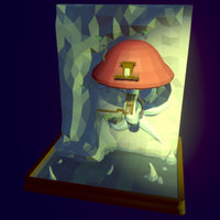 Mushroom House Diorama mushroom, untextured, materials, lowres, cave, diorama, lowpolyart, donnolus, lowpolyscene, low-poly, lowpoly, house
