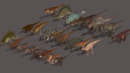 Land Dinosaurs Bundle 3 trex, spinosaurus, dinosaurs, jurassic, albertosaurus, ankylosaurus, carnotaurus, jurassicpark, jurassicworld, pteranodon, parasaurolophus, suchomimus, jurassic-park, amargasaurus, tyrannosaurusrex, dimorphodon, corythosaurus, jurassic-world, carcharodontosaurus, nigersaurus, comparaison, olorotitan, indoraptor, character, blender, fly, creature, animal, prehistoric, dinosaur, dino, torosaurus, tsintaosaurus, maiasaura, qianzhousaurus, nasutoceratops