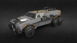 BV-2 jeep, turret, military-vehicle, substancepainter, unity3d, asset, blender, military, sci-fi, car, gameready