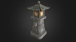 Pagoda Lantern lantern, prop, asian, pagoda, oriental, stone