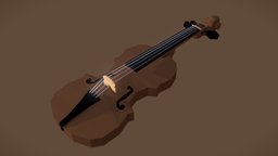 Low Poly Violin violin, instrument, strings, low-poly, blender3d, black