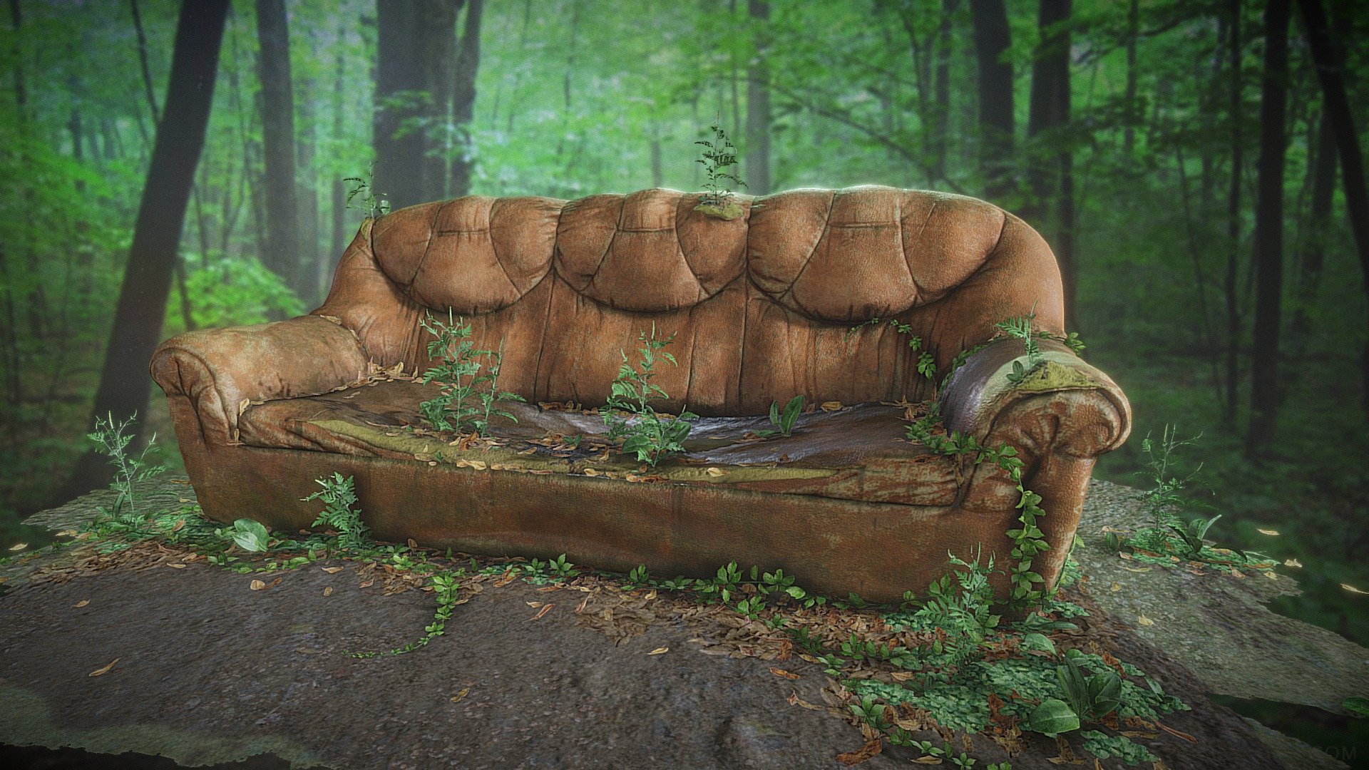 In a world where post-apocalyptic games and movies are around every corner, I decided to create a game prop that'd fit into such a setting. I give you the &lsquo;Forgotten Sofa'. Low poly game asset modeled in 3ds Max, sculpted in zbrush, painted in Mudbox, Photoshop and Substance Painter, and rendered in Marmoset toolbag 3d model
