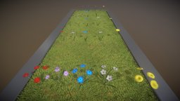 Blumen grass, game-ready, dandelion, blender-3d, vis-all-3d, blumen, low-poly