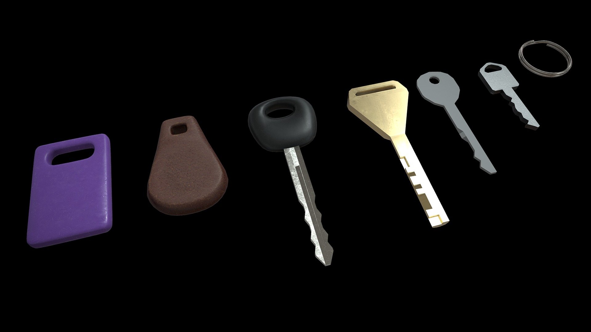 Textured lowpoly keys. NFC tags, keyring, car key

8 models in total. 

includes prebuilt keyset with included assets - Lowpoly Keys - Buy Royalty Free 3D model by tamminen 3d model