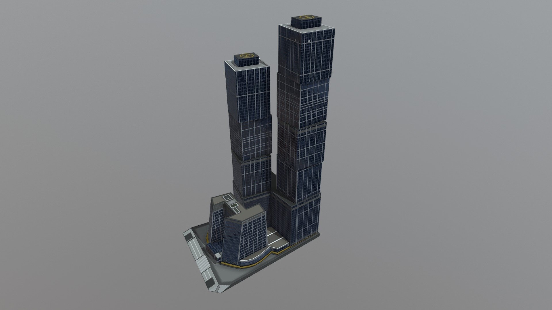 You can buy this 3D Model here - -link removed-  Low-Poly 3D Model of the City of Capitals which is a multifunctional complex, including twin tower skyscrapers, located on plot 9 in the Moscow International Business Center in Moscow. The City of Capitals, symbolising Moscow and St. Petersburg, was completed in 2009 3d model