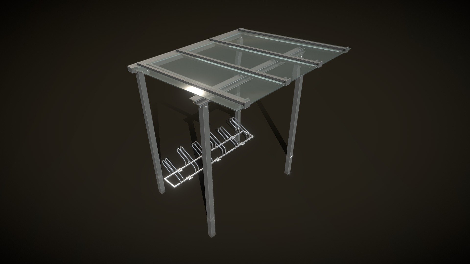 Here is bicycle stand 1version 10 with glass roof.



PBR-Textures in 4K



Object Name - Bicycle_Stand_1_Version_10_Glass_Roof 



Object Dimensions -  2.591m x 2.327m x 3.041m



Vertices = 4105


Edges = 11157
Polygons = 7146

3D model formats: 


Native format (*.blend)
Autodesk FBX (.fbx)
OBJ (.obj, .mtl)
glTF (.gltf, .glb)
X3D (.x3d)
Collada (.dae)
Stereolithography (.stl)
Polygon File Format (.ply)
Alembic (.abc)
DXF (.dxf)
USDC



Created with the modulare bike stand construction kit


Modeled and textured by 3DHaupt in Blender-2.9.1 - Bicycle Stand [1] Version [10] Glass Roof - Buy Royalty Free 3D model by VIS-All-3D (@VIS-All) 3d model