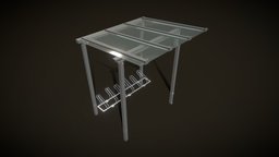 Bicycle Stand [1] Version [10] Glass Roof parking, metallic, vis-all-3d, 3dhaupt, street-furniture, software-service-john-gmbh, glass, bike-stand, parking-space, bike-stand-1, modulare-bike-stand-construction-kit