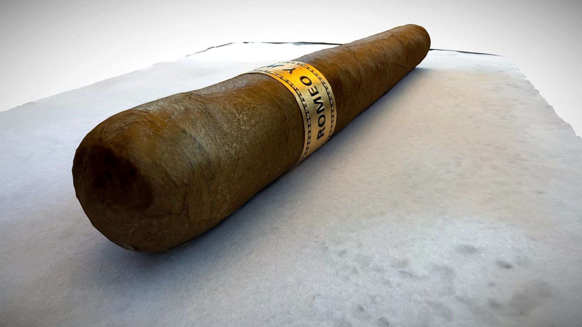 A cigar modeled in medium detail mode using 55 images in Object Capture from Apple 3d model