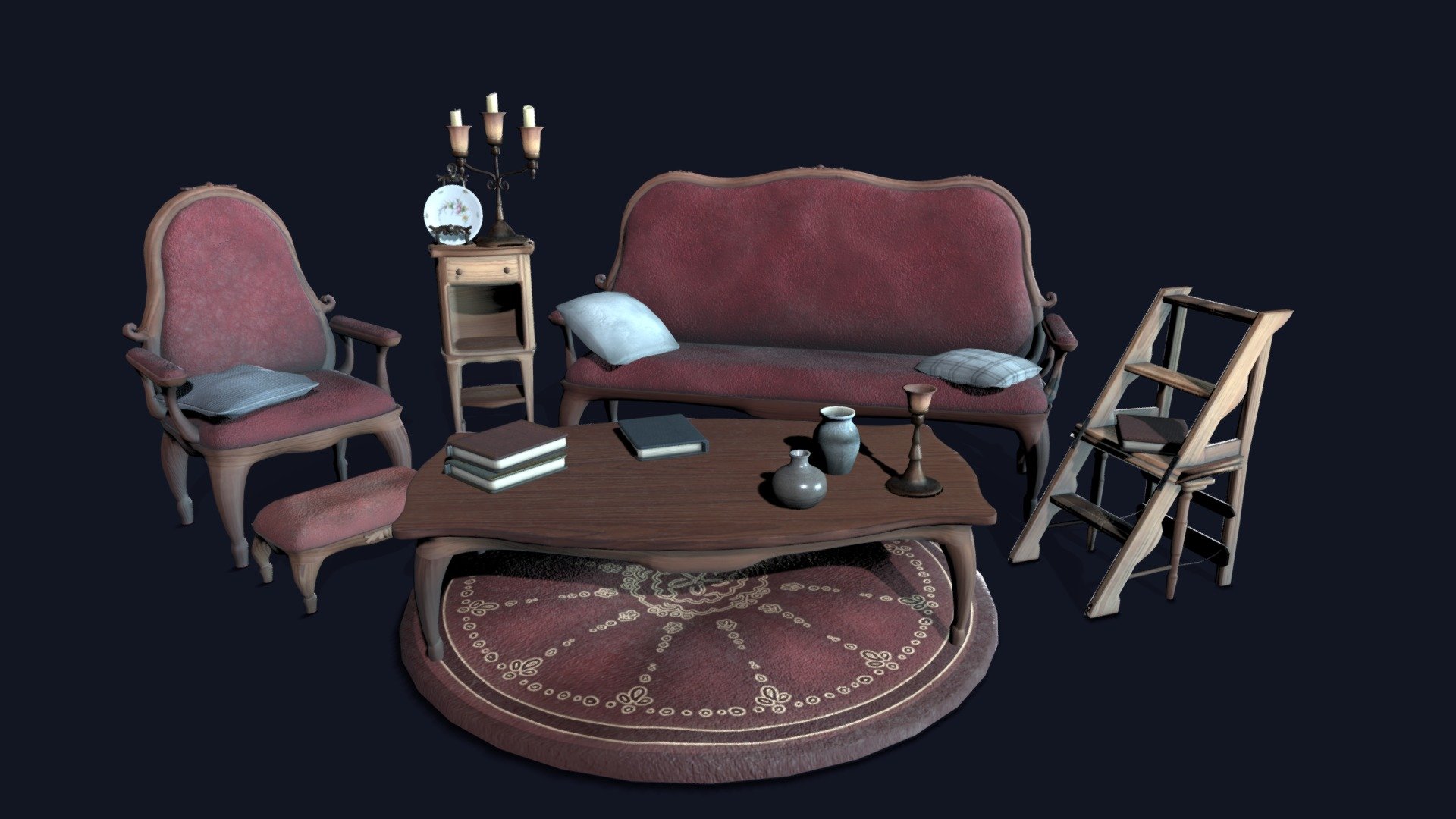 Assets created for a school project at the HEAJ called Glint! I was in charge of all of the non-modular props, most of them not included in this picture. Did all of the process, from concepting, to modeling, to texturing and integrating in unity. I do not know if I'm allowed to disclose more about the game, so I will not.

All of the textures are handmade with pictures I took and a bit of Photoshop magic :]

Said school project still isn't done, so I might post some more in the future 3d model