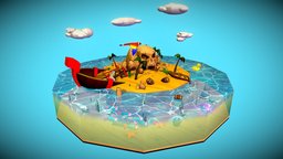 Pirate island, Tortuga island, stair, lowpoly, gameart, ship, pirate, fantasy, fantasyislandchallenge
