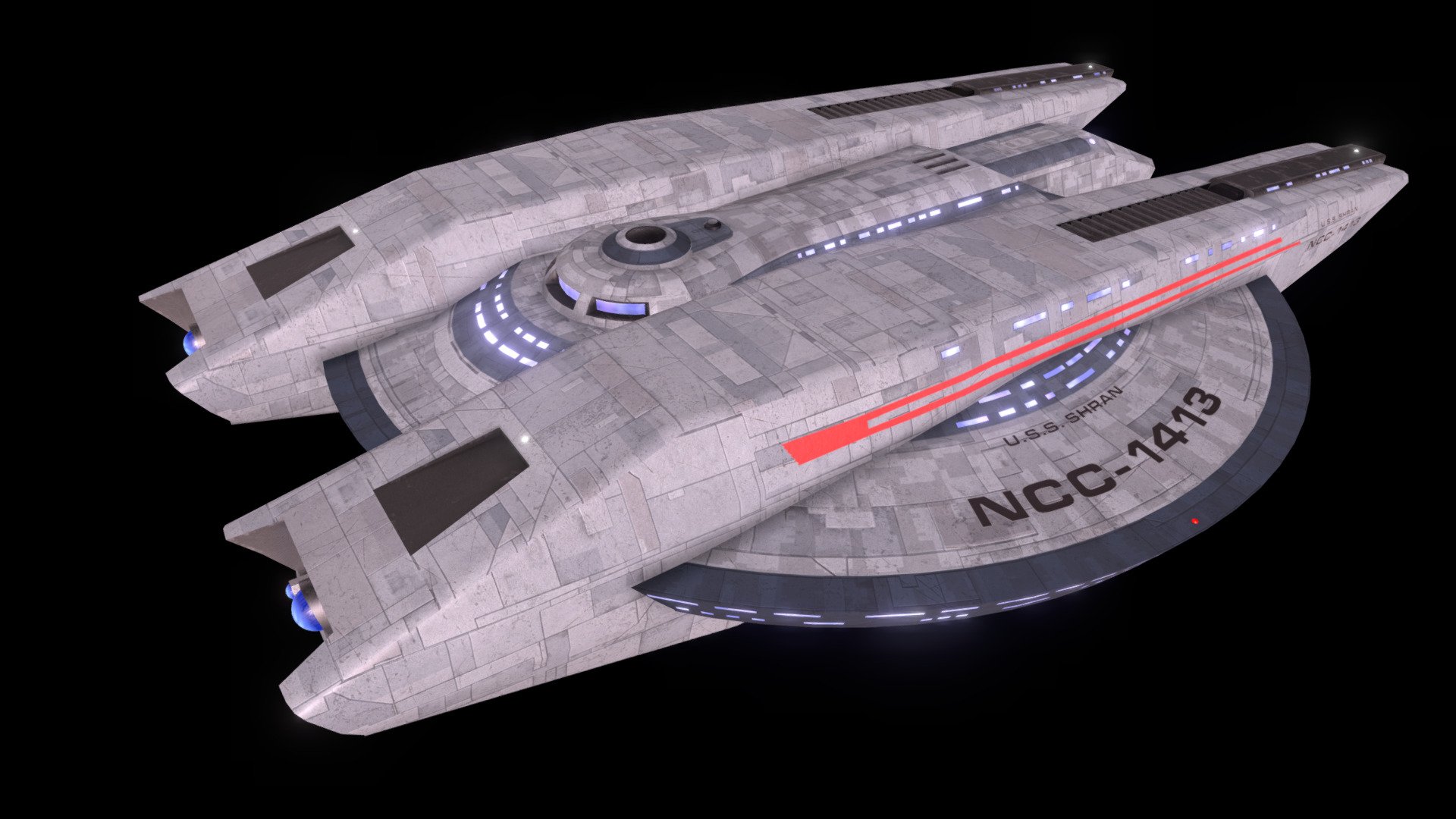 My 3D model of the Magee-Class starship  USS Shran, as seen in Star Trek: Discovery's season 1 opener &ldquo;The Vulcan Hello