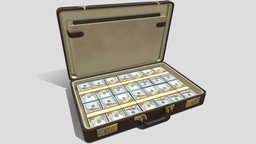 Leather Briefcase with Cash 💼💵 brick, money, bank, suitcase, realistic, briefcase, stack, bucks, robbery, bundle, rich, cash, bills, heist, deal, pay, pbr, millions