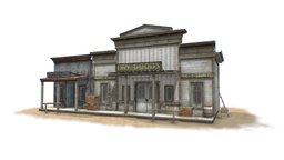 Wild West Old Buildings ranch, wooden, barrel, garage, saloon, west, realtime, ready, cowboy, barn, western, american, town, realistic, old, wildwest, gunsmith, game, low, poly, house, usa, phtorealistic