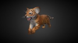 Baby Tiger Run cg, zbrush-lowpoly, maya, game, 3dsmax, substance-painter
