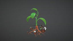Plant with root (cartoon style) nutrition system plant, system, sprout, root, nutrition, cartoon, natureandcivchallenge