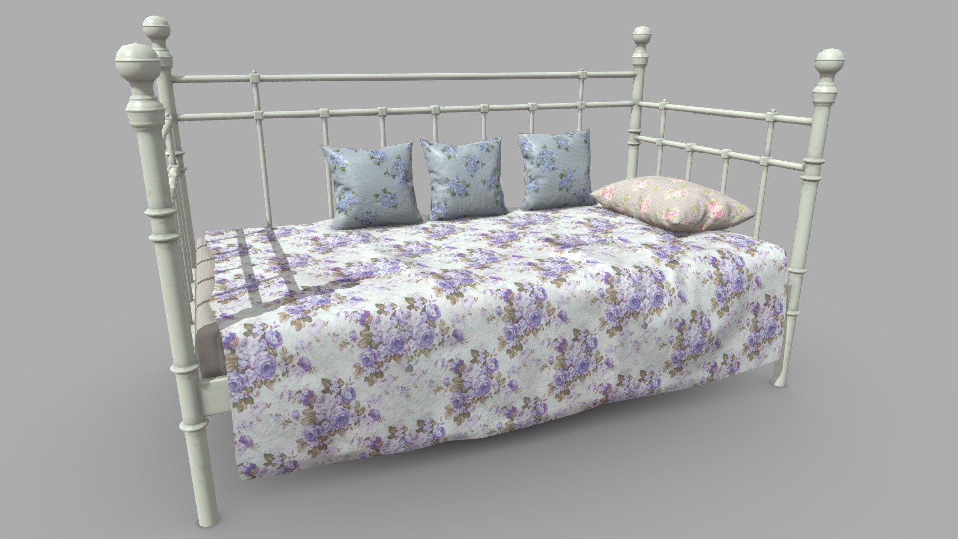 Bed Metal Type, old style with pillow, sheet &amp; mattress.
Low poly, PBR Textures.
All texture 2048x2048 - Bed Metal - Buy Royalty Free 3D model by KloWorks 3d model
