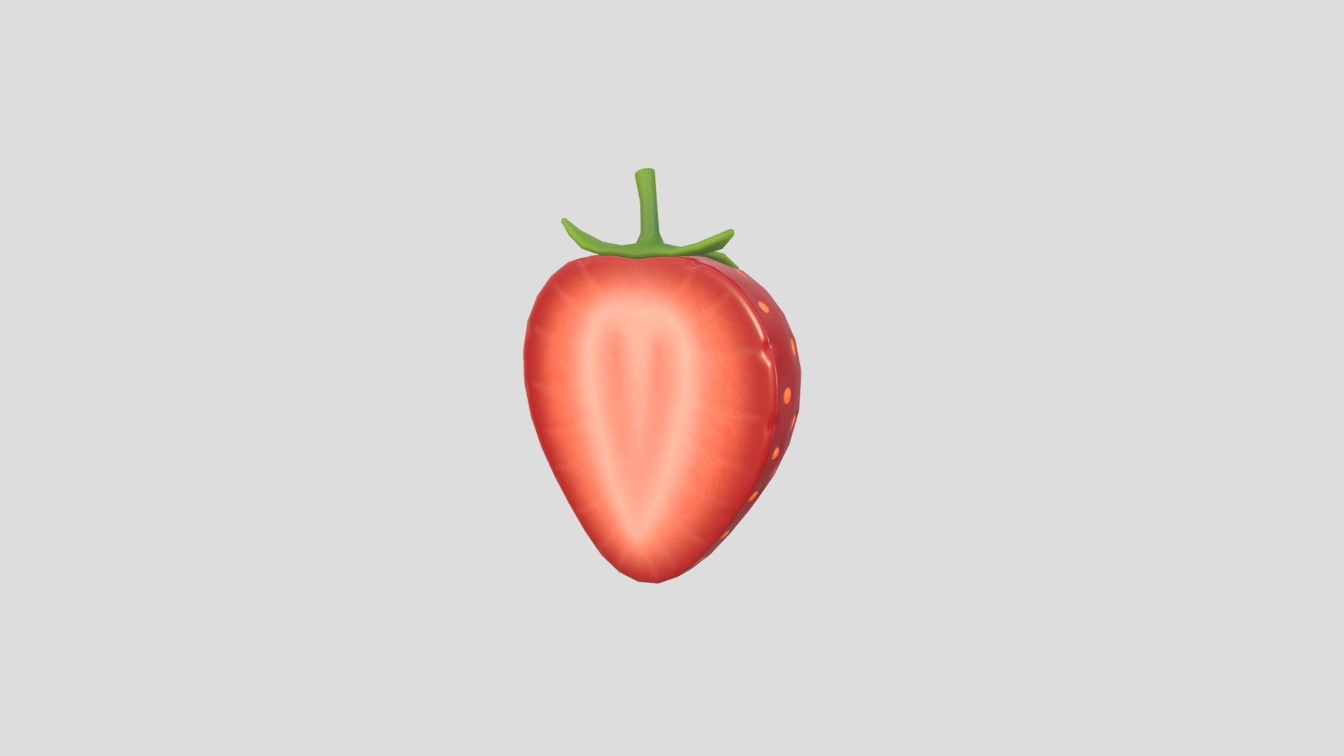 Strawberry Slice 3d model.      
    


File Format      
 
- 3ds max 2021  
 
- FBX  
 
- OBJ  
    


Clean topology    

No Rig                          

Non-overlapping unwrapped UVs        
 


PNG texture               

2048x2048                


- Base Color                        

- Normal                            

- Roughness                         



506 polygons                          

493 vertexs                          
 - Strawberry Slice - Buy Royalty Free 3D model by bariacg 3d model