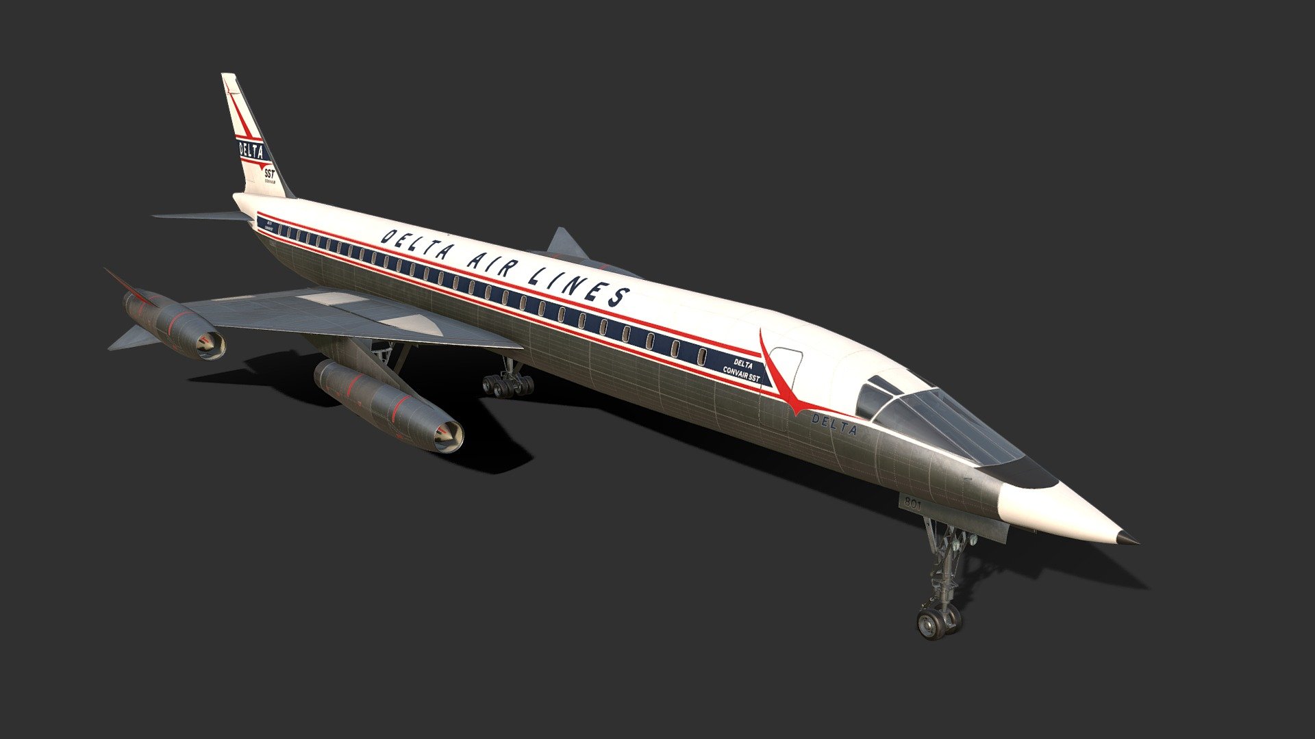 The Convair Model 58-9 was a proposed American supersonic transport, developed by the Convair division of General Dynamics and intended to carry fifty-two passengers at over Mach 2. Derived from the B-58 Hustler bomber, it was designed in 1961 but no examples of the type were ever built 3d model