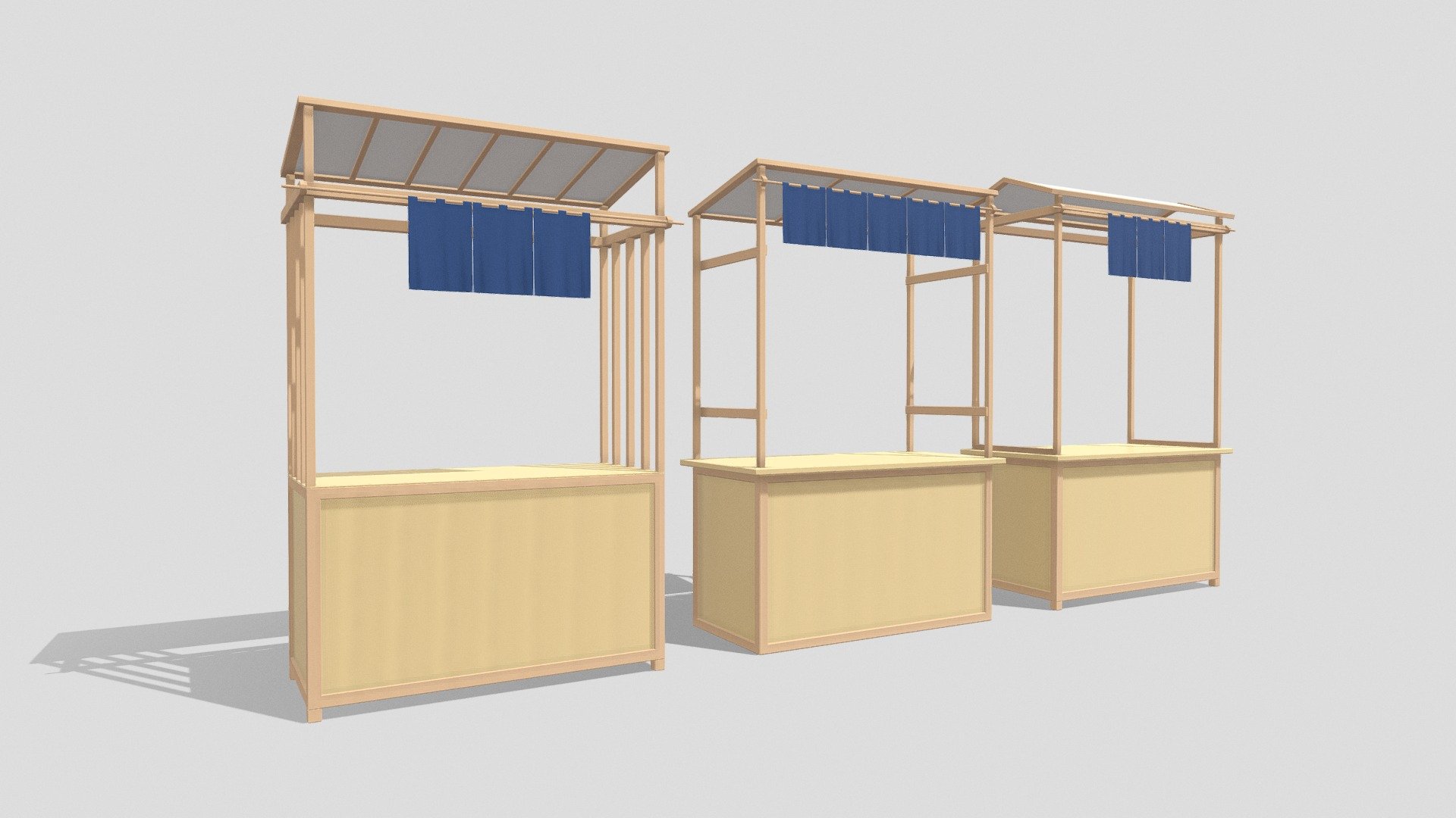 Asian Wooden Food Stands

Measurements:

Each stand is around: 1.60m x 0.80m x 2.30m (L,W,H)

IMPORTANT NOTES:




This model does not have textures or materials, but it has separate generic materials, it is also separated into parts, so you can easily assign your own materials.

Model units are on meters.

If you have any doubts or questions about this model, you can send us a message 3d model