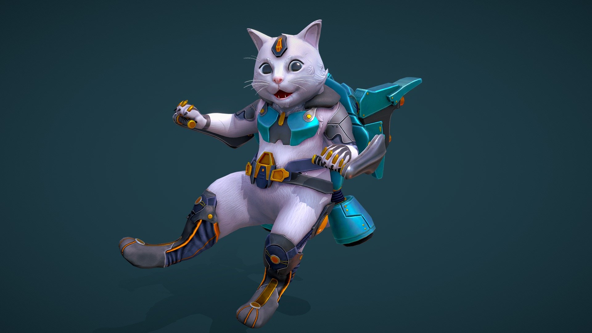 An overwatch style character I made for a competition!

Concept by Sunny Hong - https://www.artstation.com/artwork/lVZEDO

If you would like to see some UE4 renders, here it is on Artstation - https://www.artstation.com/artwork/0XwG9G - Jetpack Cat - 3D model by BeccyCollins 3d model