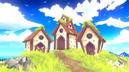Low Poly Stylized sky, rpg, grass, plants, games, medieval, beauty, ground, cabin, water, cotton, game-ready, funky, unrealengine, game-asset, lowpolyart, lowpoly-gameasset-gameready, lowpolymodel, fantasy-gameasset, fantasyart, fantasyhouse, medieval-house, fantasyenvironment, unrealengine4-unity5, smallhouse, lowpoly-blender, medieval-prop, gamereadyasset, medievalfantasyassets, substancepainter, low-poly, cartoon, game, photoshop, blender3d, gameart, gameasset, house, gameready, "medieval-decor", "fantasyislandchallenge", "noai"