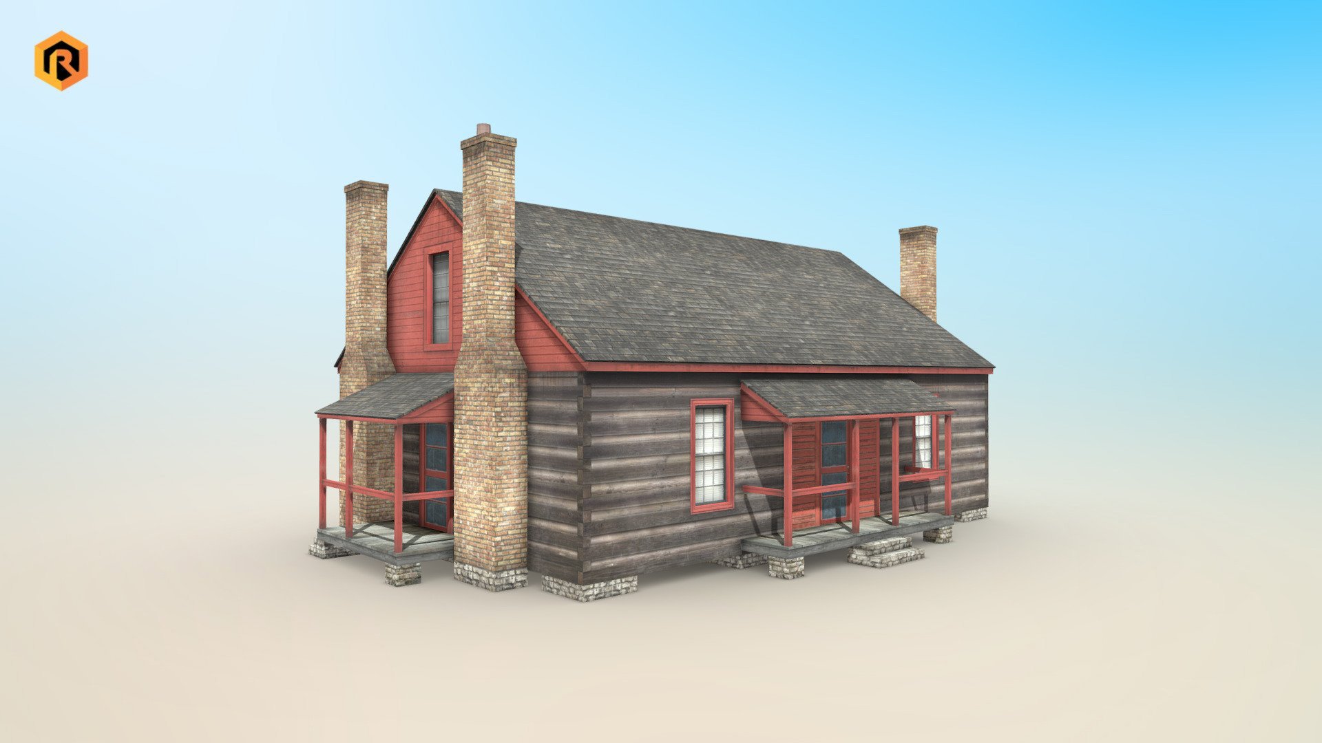 Low-poly 3D model of Wooden House Building.

It is best for use in games and other VR / AR, real-time applications such as Unity or Unreal Engine. It can also be rendered in Blender (ex Cycles) or Vray as the model is equipped with proper textures.   

You can also get this model in a bundle: https://skfb.ly/ovQJB

Technical details:

- 2048 x 2048 Diffuse and AO textures

- 790 Triangles

- 571 Vertices

- Model is one mesh

- Model completely unwrapped

- All nodes, materials and textures are appropriately named

- Lot of additional file formats included (Blender, Unity, Maya etc.)  

More file formats are available in additional zip file on product page.

Please feel free to contact me if you have any questions or need any support for this asset.

Support e-mail: support@rescue3d.com - Wooden House Building - Download Free 3D model by Rescue3D Assets (@rescue3d) 3d model