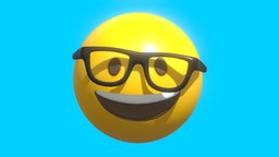 Nerd Glasses Face Emoticon Emoji or Smiley face, school, symbol, cute, chat, circle, happy, comic, fun, teeth, smart, sign, icon, graphic, nerd, glasses, head, yellow, smile, facial, expert, intelligent, nerdy, emoticon, expression, clever, illustration, isolated, happiness, cheerful, geek, smiley, geeky, character, cartoon, 3d, design, ball, funny, "noai", "intellectuals"