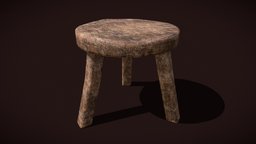ShortStool_FBX stool, viking, medieval, seat, furniture, chair, wood