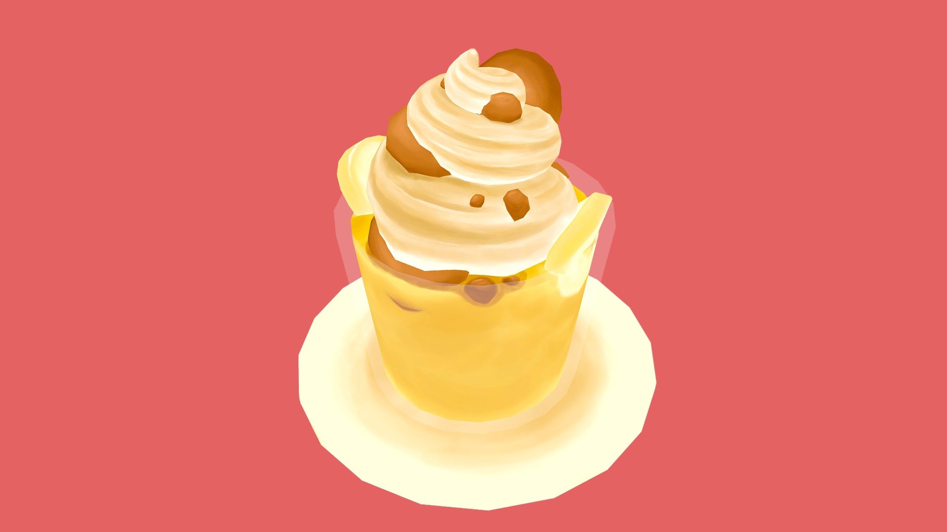 I decided to join the @curlscurly‘s #FoodChallenge and chose a lovely banana pudding  parfait. Hope you guys like it. :3 - Banana Pudding Parfait - 3D model by PeachValkyrie (@xOAlexisOx) 3d model