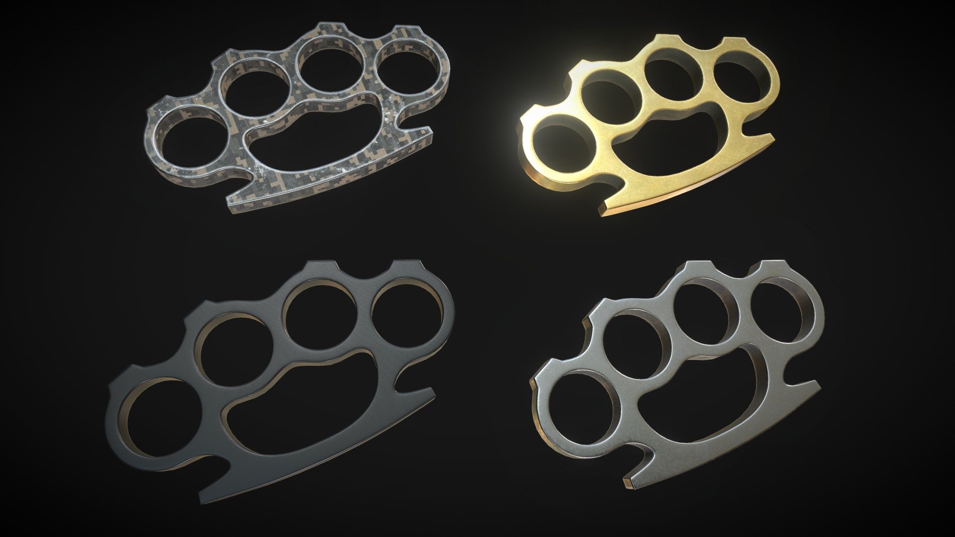 Set of brass knuckles - 3D model by Andrey (@andrey96) 3d model