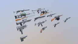 Low Poly Guns Models low-poly, asset, weapons, lowpoly, gameasset, guns, gameready