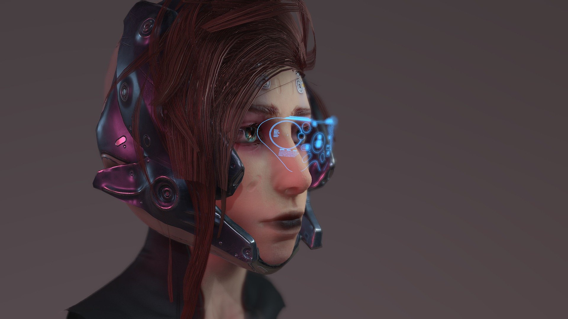 here's a stab at making a cyberpunk hacker character! 
really looking forward to CDProjekt Red's Cyberpunk 2077 announcement! - neural interface - 3D model by awinkler 3d model