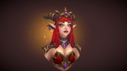Alexstrasza horns, character, handpainted, asset, lowpoly, wow, stylizedbustchallenge