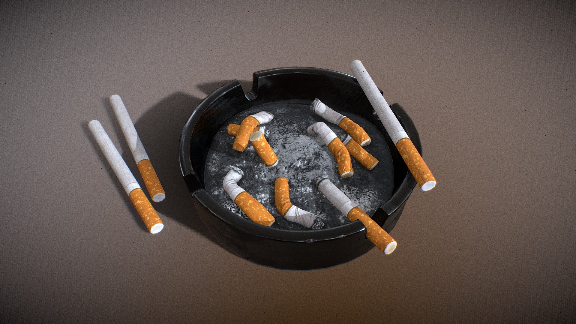 Modeling of an Ashtray with Cigarettes. Using 1 set of 4K textures. Any feedback is appreciated! - Ashtray with Cigarettes - Download Free 3D model by YJ_ 3d model
