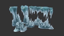 Low poly Ice Spike Cave 230501 landscape, terrain, games, winter, ice, exterior, snow, cave, frozen, iceberg, snow-mountain, ice-cave, noai
