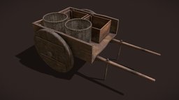 Wheel_Cart_FBX storage, medieval, surface, cart, display, baskets, wheeled, medieval-deocr